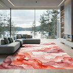 Watercolor Crimson Cloudscape Abstract Art Rug
