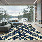Navy Blue Interconnected Chain Accents Rug
