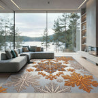 Metallic Gold and Silver Filigree Snowflake Rug