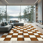 Modern Burnt Sienna Geometric Checkerboard Rug