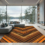 Orange Tribal Chevron Geometric Rug