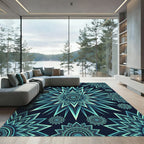 Geometric Teal Celestial Star Medallion Rug
