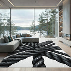 Dark Gray Rope Knotted Arrangement Rug