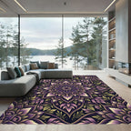 Sophisticated Deep Purple Floral Mandala Rug