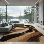 Modern Bronze Abstract Swirl Rug