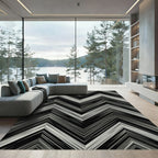 Monochrome Sharp Chevron Jagged Lines Rug