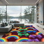 Colorful Rainbow Bows Jammed Together Rug