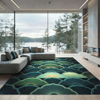 Art Deco Emerald Fan Composition Rug