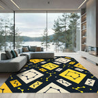 Yellow Black Celestial Diamond Constellation Rug