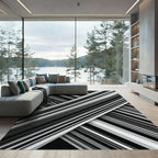 Monochrome Diagonal Striped Abstract Rug