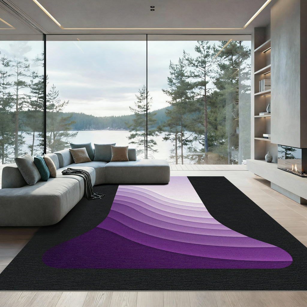 Purple Gradient Wavy Layer Rug