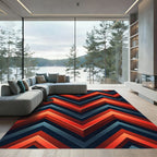 Crimson Blue Chevron Ridge Rug