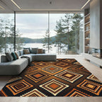 Earthy Geometric Brown Diamond Tile Rug