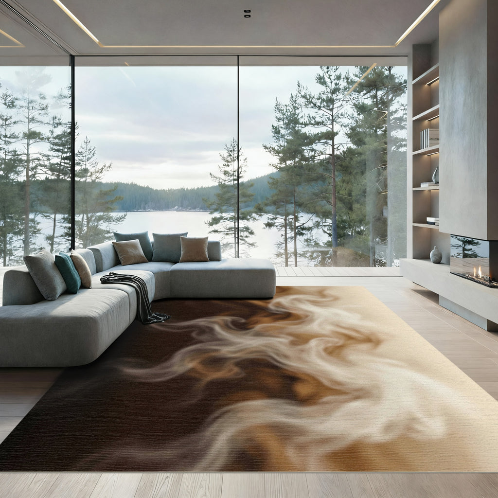 Creamy Brown Swirl Texture Rug