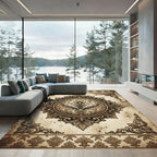 Ornate Antique Gold Fleur Medallion Rug