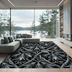 Gothic Monochrome Bellflower Trellis Scroll Rug