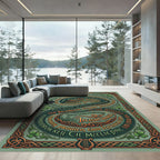 Celtic Shamrock Green Calligraphy Harp Rug