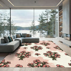 Pink White Gentle Blossom Bouquet Rug