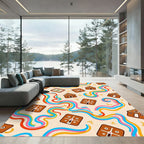 Whimsical Rainbow Houses Whimsical Birds Rug