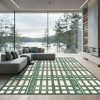 Sage Green Linear Plaid Grid Rug