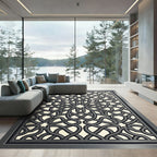 Elegant Gray Interlocking Knot Medallion Rug
