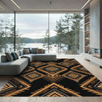 Earthy Gold Geometric Tribal Diamond Rug