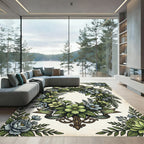 Antique Sage Floral Wreath Garland Rug