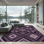 Deep Plum Interlocking Geometric Diamonds Rug