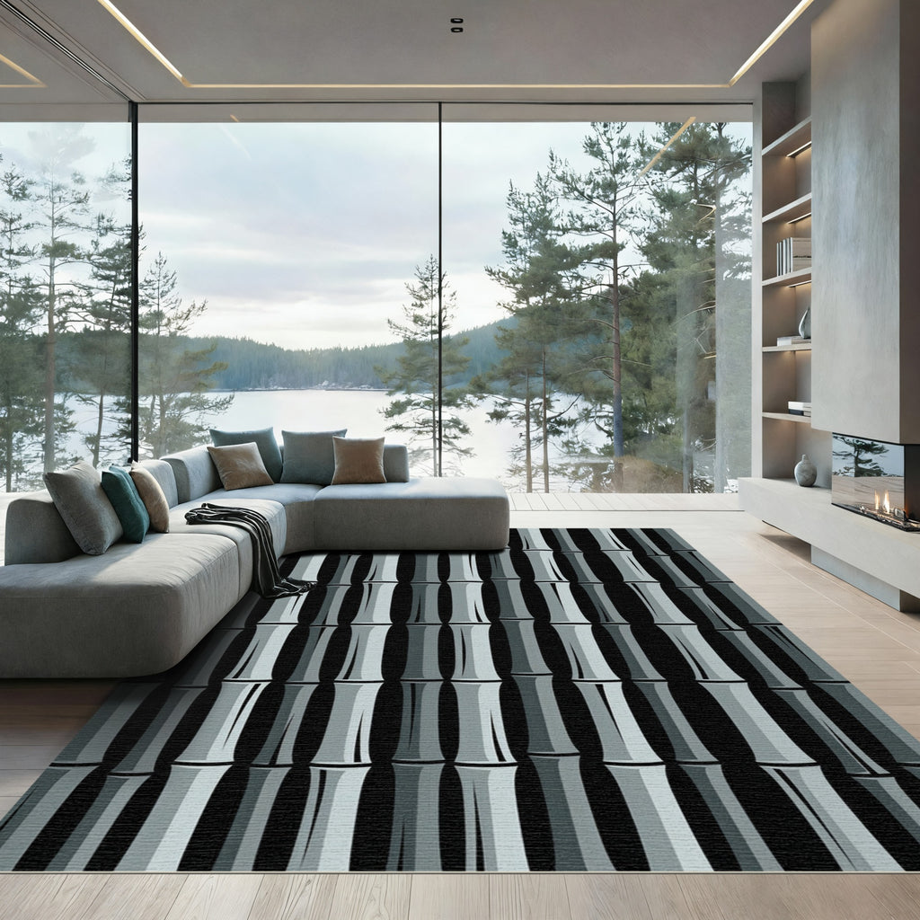 Gray Bamboo Stalks Vertical Stacked Rug