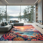 Coral Sunset Coastal Ocean Rug