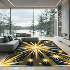 Golden Starburst Radiance Midnight Rug
