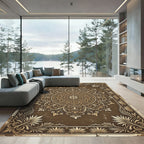 Ornate Dark Chocolate Floral Medallion Rug