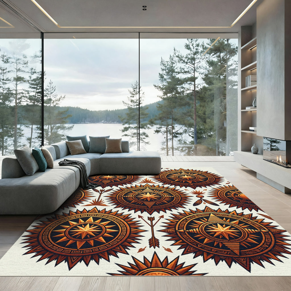 Golden Sun Celestial Bronze Geometric Rug