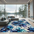 Watercolor Splatter Abstract Ocean Rug