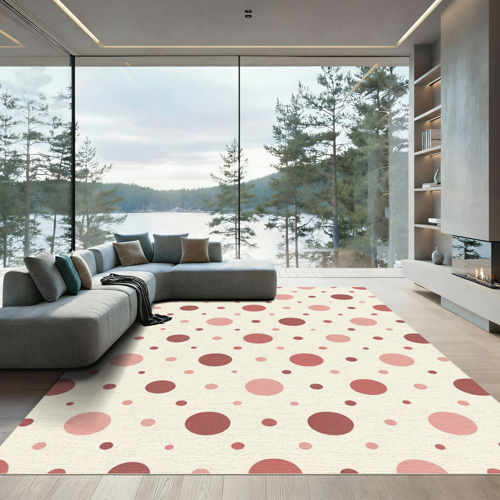 Minimalist Dusty Rose Polka Dot Rug
