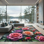 Pink Rose Garden Blossoms Cluster Rug
