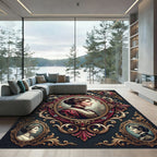 Regal Venetian Portrait Baroque Scrollwork Rug