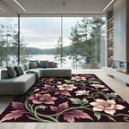 Elegant Mauve Floral Botanical Vine Rug