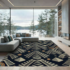 Isometric Aztec Pyramid Charcoal Geometric Rug