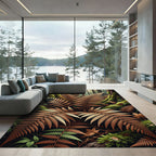 Woodland Bronze Fern Abstract Foliage Rug