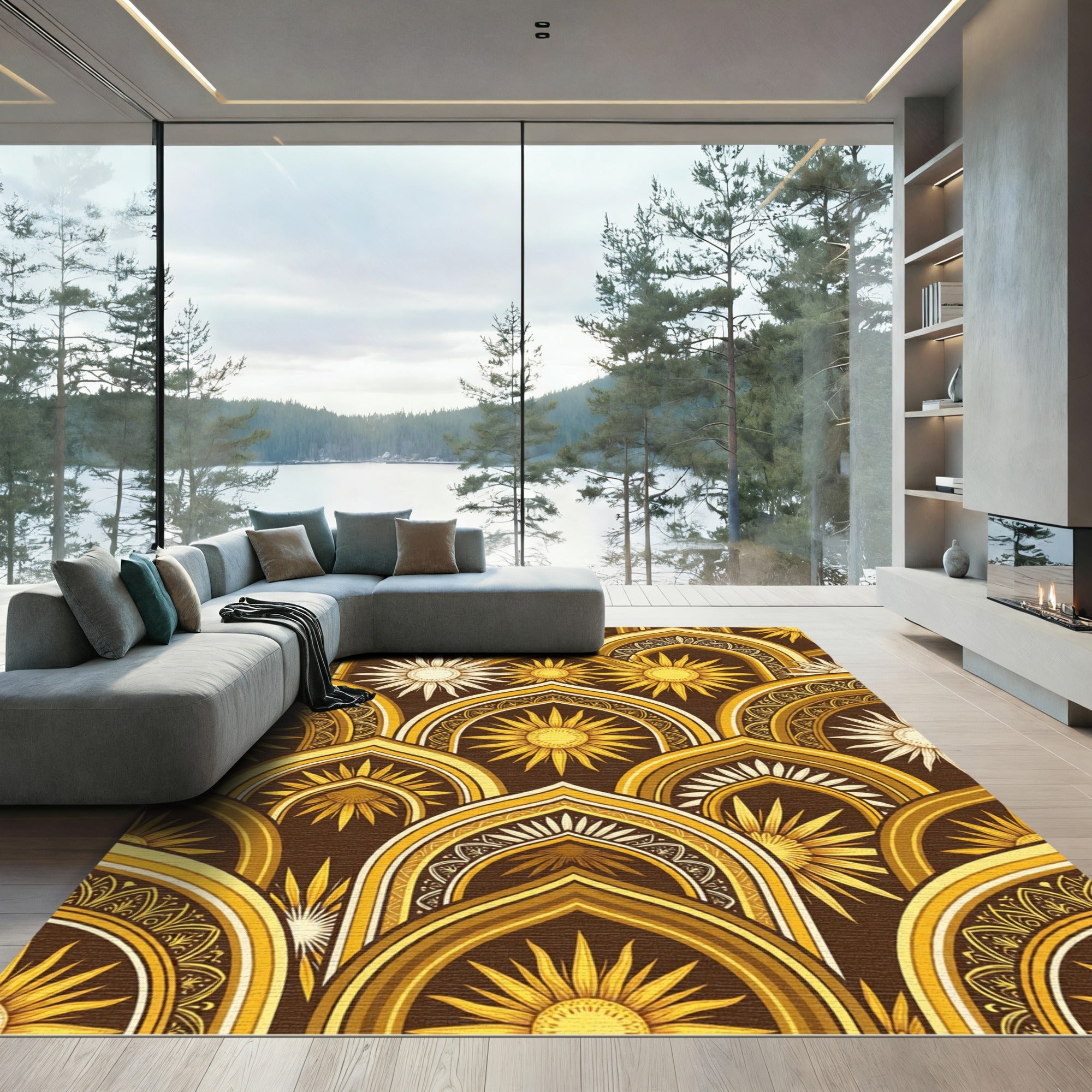 Golden Sun Arch Geometric Earthy Tone Rug