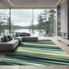 Earthy Sage Green Abstract Linear Stripe Rug