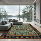 Sage Green Hourglass Cactus Desert Art Rug