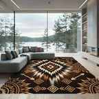 Earthy Tribal Diamond Gold Arrow Art Rug