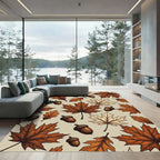 Autumnal Oak Leaf and Acorn Illustration Rug