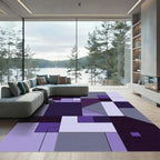 Modern Purple Geometric Color Block Rug