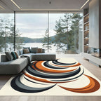 Mid-Century Modern Abstract Curved Arc Rug