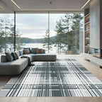 Sophisticated Gray Plaid Grid Lines Rug