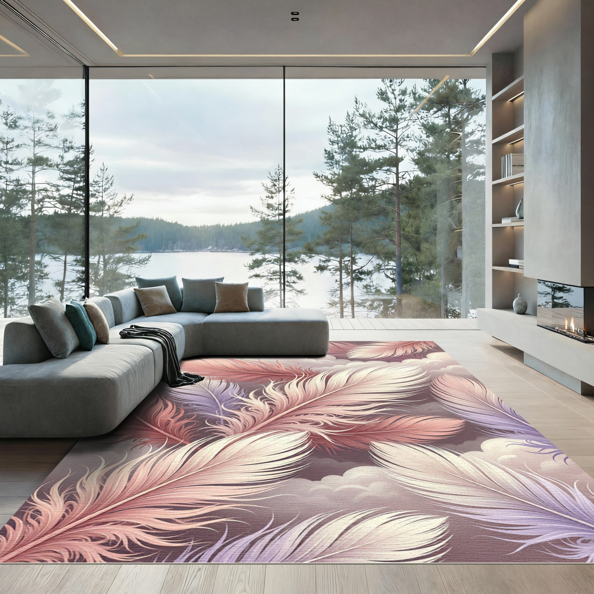 Soft Feather Pastel Ombre Cloudscape Rug