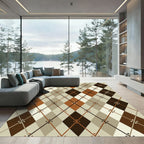 Earthy Argyle Geometric Diamond Brown Rug